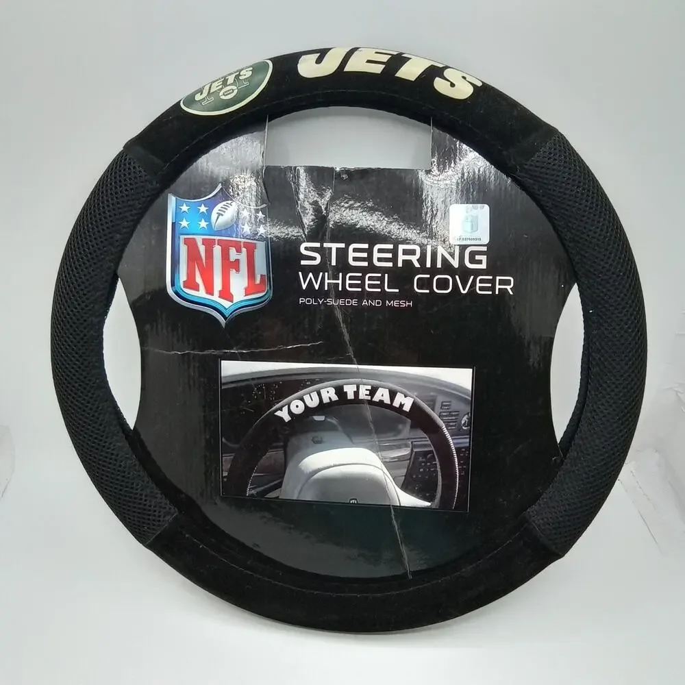 New York Jets NFL Mesh & Poly Suede Sterring Wheel Cover